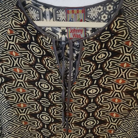 Johnny Was Breeland Geo Printed Tie Front Tunic XL Indie Core City Lightweight - Picture 6 of 9